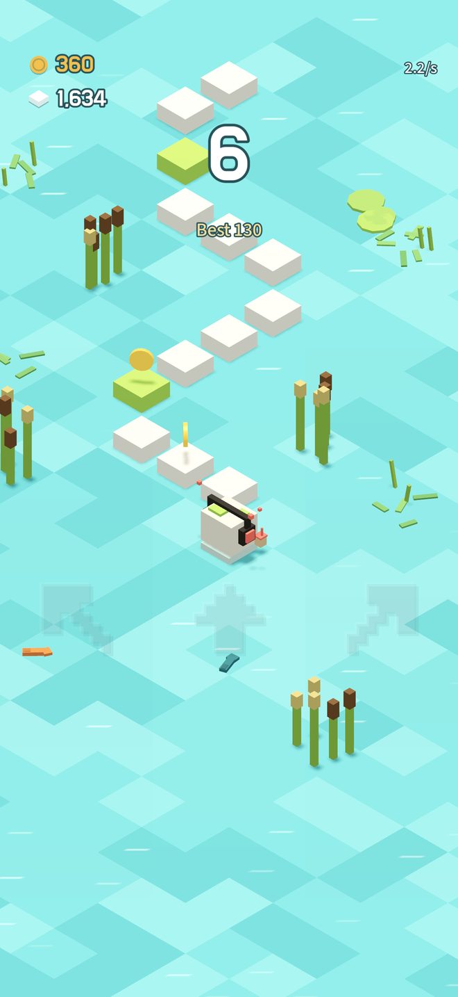 Three faint arrows at the bottom of the screen: front-left, ahead, front-right.